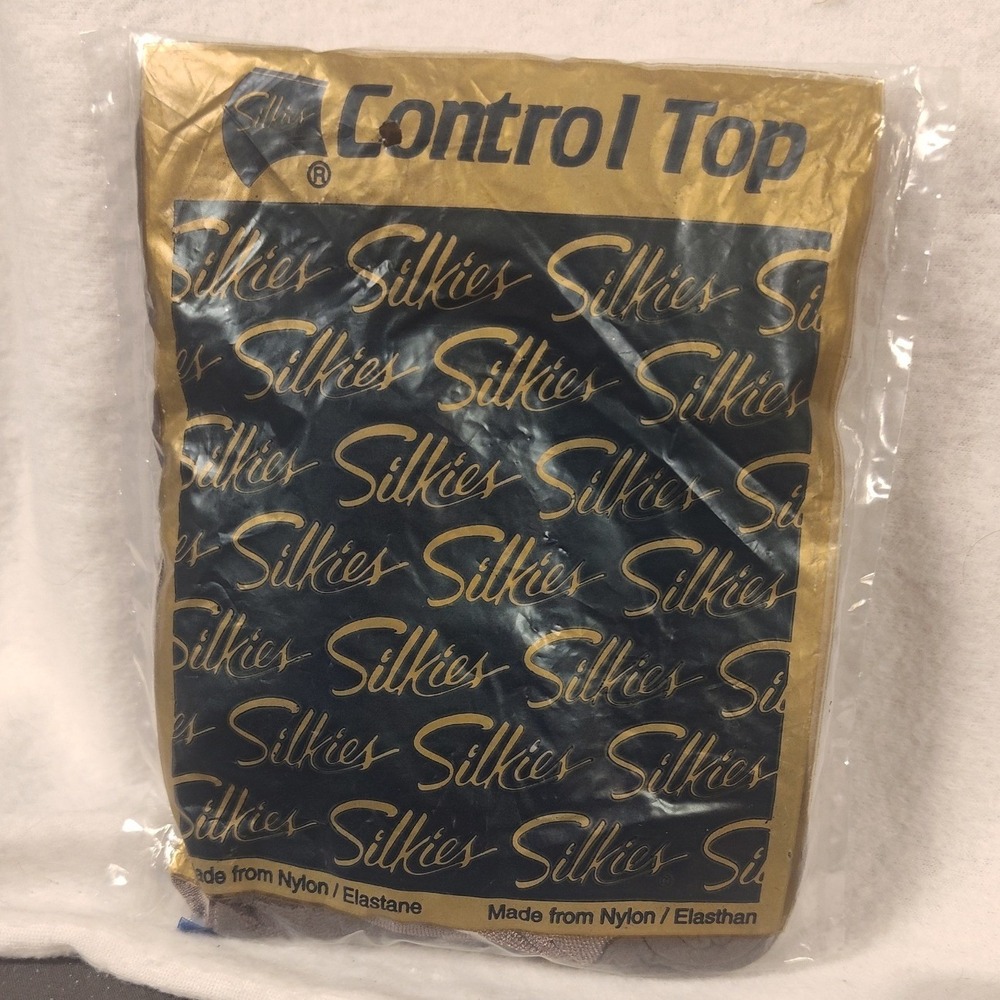 New Silkies Control Top Hosiery Support Legs Tights Large Off Black